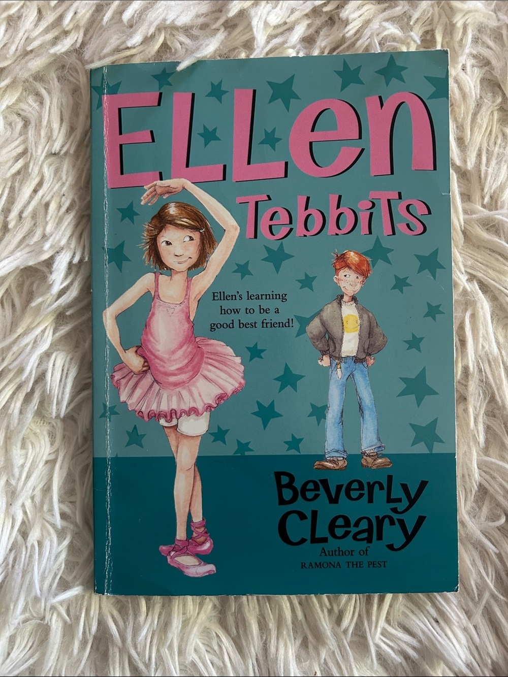 Ellen Tebbits Kids Book by Beverly Cleary- Teal & Pink, ballet, Ramona, friends